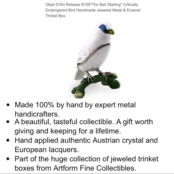 Art Form Bali Starling Bird Enamel Trinket - Picture 14 of 14